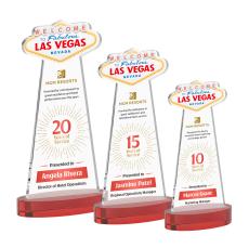 Las Vegas Full Color on Alberton Base Red Unique Crystal Trophy - Custom Trophies