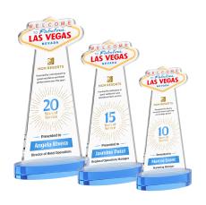 Las Vegas Full Color on Alberton Base Sky Blue Unique Crystal Trophy - Custom Trophies