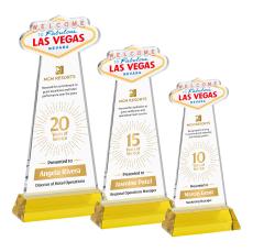 Las Vegas Full Color on Hartford Base Gold Unique Crystal Trophy - Custom Trophies