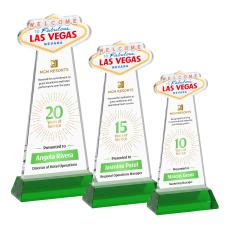 Las Vegas Full Color on Hartford Base Green Unique Crystal Trophy - Custom Trophies