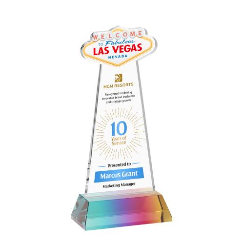 Awards and Plaques - Crystal Trophies - Las Vegas Full Color on Hartford Base Prismatic Unique Crystal Trophy