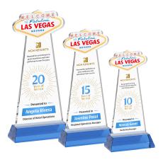 Las Vegas Full Color on Hartford Base Sky Blue Unique Crystal Trophy - Custom Trophies