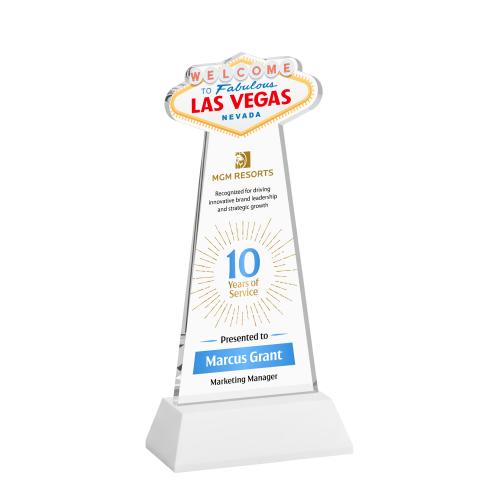 Awards and Plaques - Crystal Trophies - Las Vegas Full Color on Hartford Base Fagan Unique Crystal Trophy