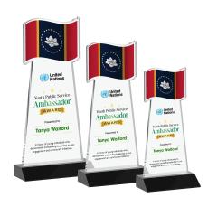Flag Full Color Black Unique Crystal Trophy - Patriotic and Government Awards 
