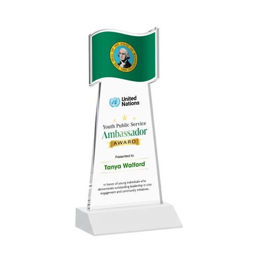 Awards and Plaques - Crystal Trophies - Flag Full Color Fagan Unique Crystal Trophy