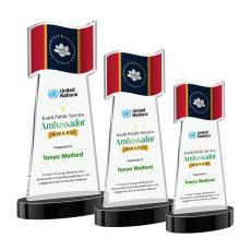 Flag Full Color on Alberton Base Black Unique Crystal Trophy - Patriotic and Government Awards 