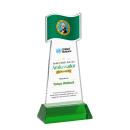 Flag Full Color on Hartford Base Green Unique Crystal Trophy