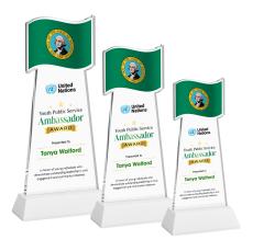 Flag Full Color on Hartford Base Fagan Unique Crystal Trophy - Patriotic and Government Awards 