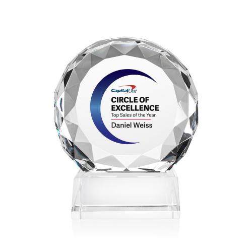 Awards and Plaques - Crystal Trophies - Victory Full Color Circle Crystal Trophy