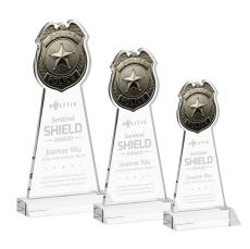 Police Badge Clear Unique Crystal Trophy - Crystal Trophies