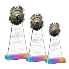 Police Badge Prismatic Unique Crystal Trophy - Crystal Trophies