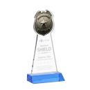 Police Badge Sky Blue Unique Crystal Trophy