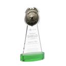 Police Badge on Alberton Base Green Unique Crystal Trophy