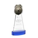 Police Badge on Alberton Base Blue Unique Crystal Trophy