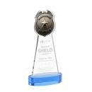 Police Badge on Alberton Base Sky Blue Unique Crystal Trophy