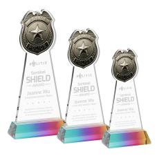 Police Badge on Hartford Base Prismatic Unique Crystal Trophy - Crystal Trophies