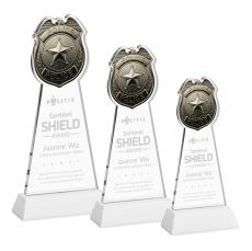 Police Badge on Hartford Base Fagan Unique Crystal Trophy - Crystal Trophies