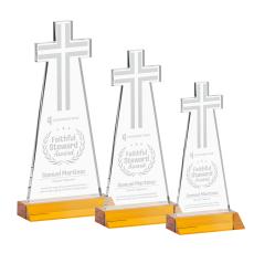 Cross Amber Unique Crystal Trophy - Crystal Trophies