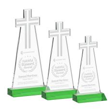Cross Green Unique Crystal Trophy - Crystal Trophies