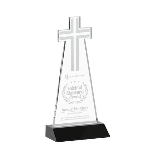 Awards and Plaques - Crystal Trophies - Cross Black Unique Crystal Trophy