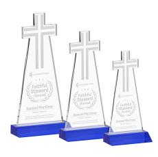 Cross Blue Unique Crystal Trophy - Crystal Trophies