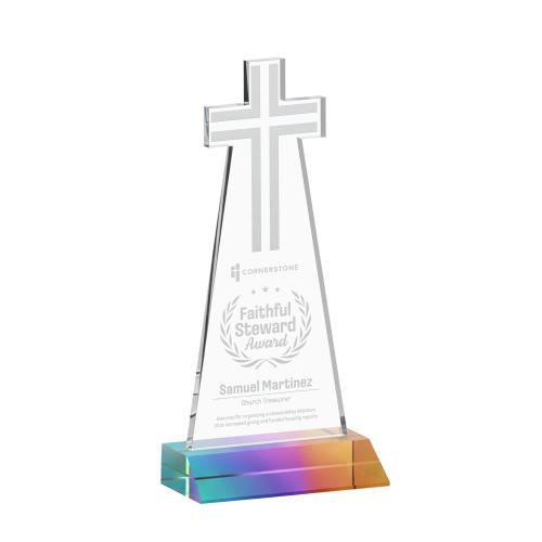 Awards and Plaques - Crystal Trophies - Cross Prismatic Unique Crystal Trophy