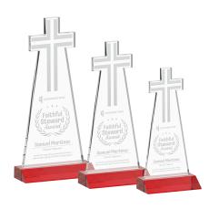 Cross Red Unique Crystal Trophy - Crystal Trophies