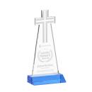 Cross Sky Blue Unique Crystal Trophy