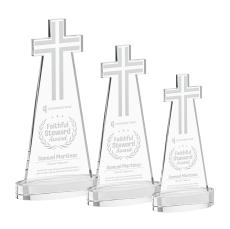 Cross on Alberton Base Clear Unique Crystal Trophy - Crystal Trophies