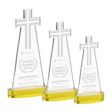 Cross on Alberton Base Gold Unique Crystal Trophy - Crystal Trophies