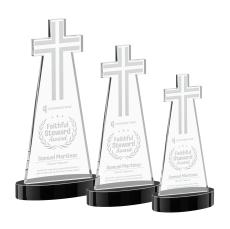Cross on Alberton Base Black Unique Crystal Trophy - Crystal Trophies