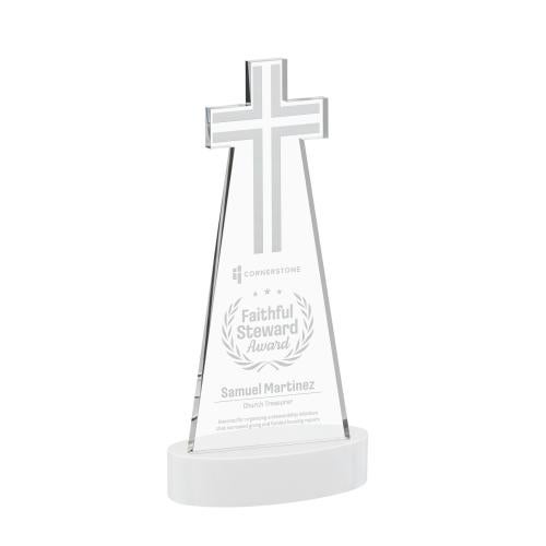 Awards and Plaques - Crystal Trophies - Cross on Alberton Base Fagan Unique Crystal Trophy