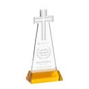 Cross on Hartford Base Amber Unique Crystal Trophy