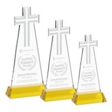 Cross on Hartford Base Gold Unique Crystal Trophy - Crystal Trophies