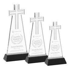 Cross on Hartford Base Black Unique Crystal Trophy - Crystal Trophies