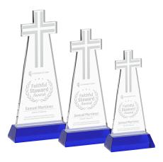Cross on Hartford Base Blue Unique Crystal Trophy - Crystal Trophies