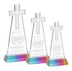 Cross on Hartford Base Prismatic Unique Crystal Trophy - Crystal Trophies