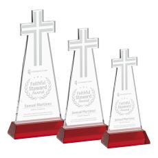 Cross on Hartford Base Red Unique Crystal Trophy - Crystal Trophies