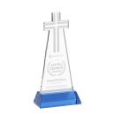 Cross on Hartford Base Sky Blue Unique Crystal Trophy