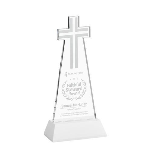 Awards and Plaques - Crystal Trophies - Cross on Hartford Base Fagan Unique Crystal Trophy