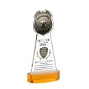 Police Badge Full Color on Alberton Base Amber Unique Crystal Trophy