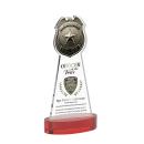 Police Badge Full Color on Alberton Base Red Unique Crystal Trophy