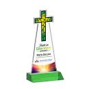 Cross Full Color Green Unique Crystal Trophy