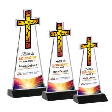 Cross Full Color Black Unique Crystal Trophy - Crystal Trophies