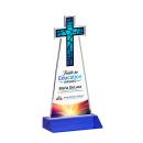 Cross Full Color Blue Unique Crystal Trophy
