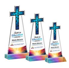 Cross Full Color Prismatic Unique Crystal Trophy - Crystal Trophies