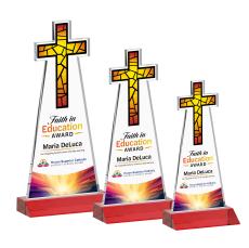 Cross Full Color Red Unique Crystal Trophy - Crystal Trophies