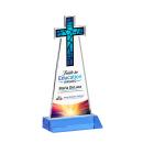 Cross Full Color Sky Blue Unique Crystal Trophy