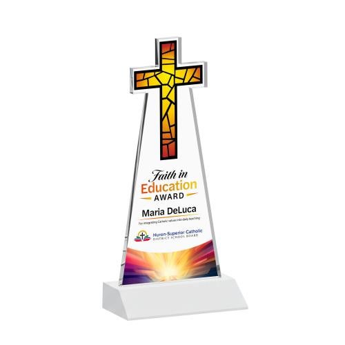 Awards and Plaques - Crystal Trophies - Cross Full Color Fagan Unique Crystal Trophy