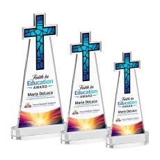Cross Full Color on Alberton Base Clear Unique Crystal Trophy - Crystal Trophies